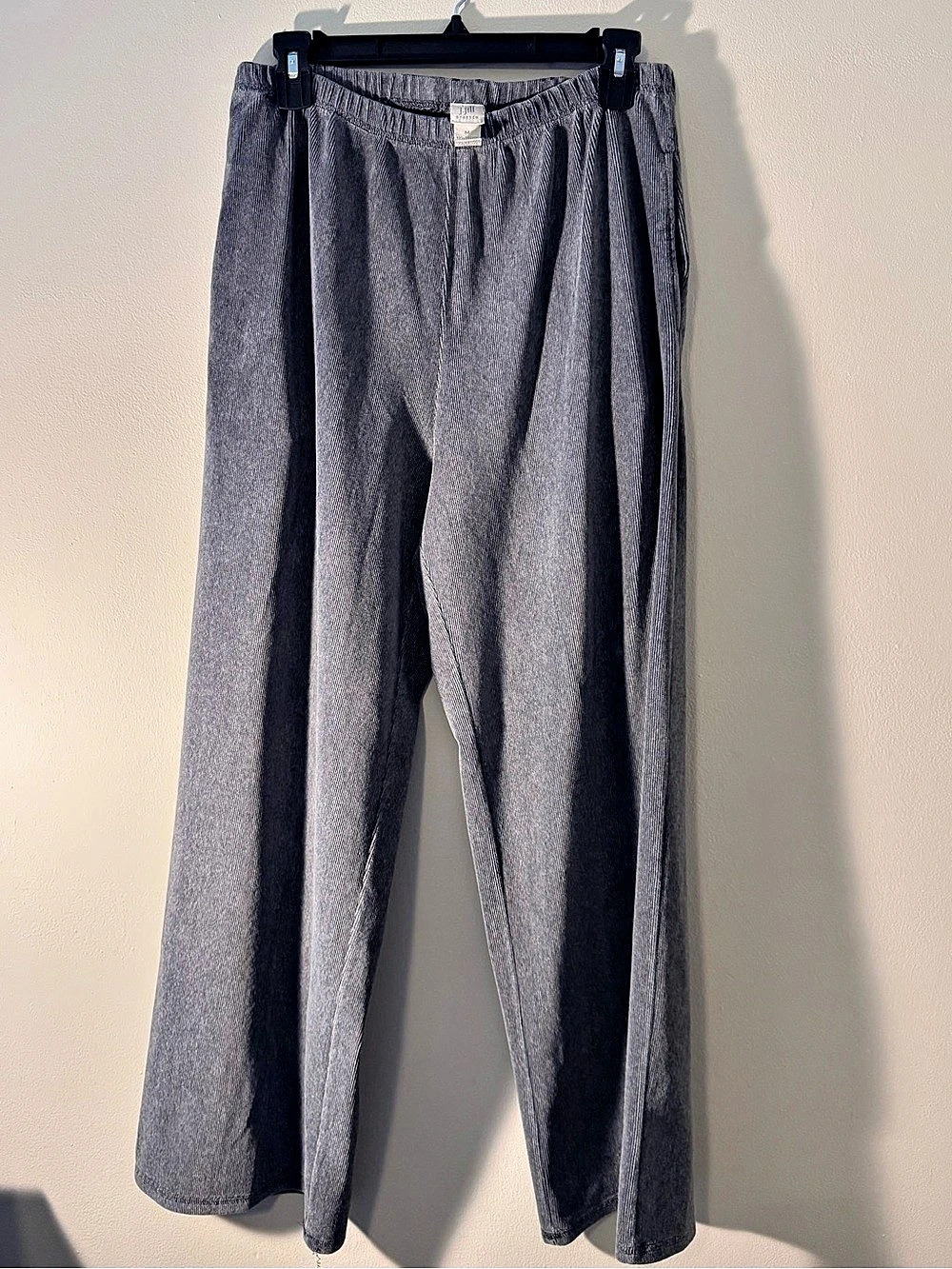 J.Jill Gray ribbed Wide Leg stretch Pants with pockets medium